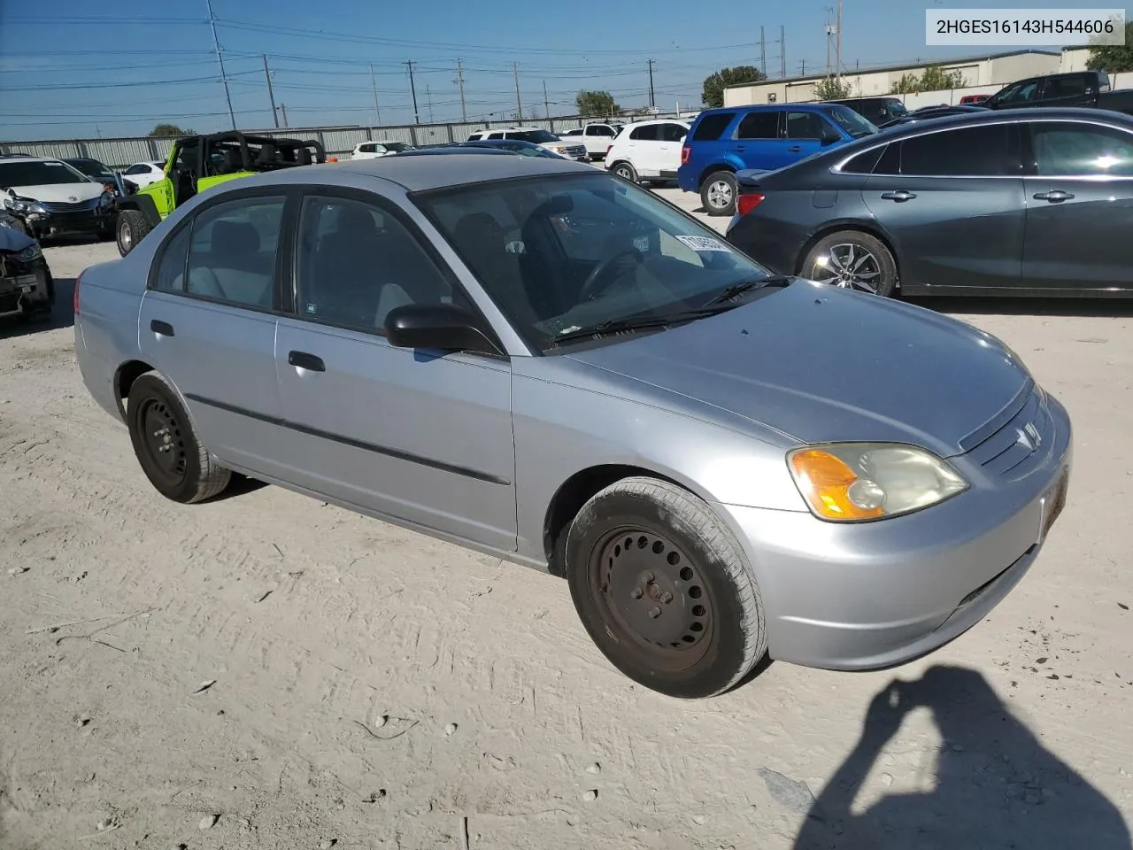 2003 Honda Civic Dx VIN: 2HGES16143H544606 Lot: 71045534