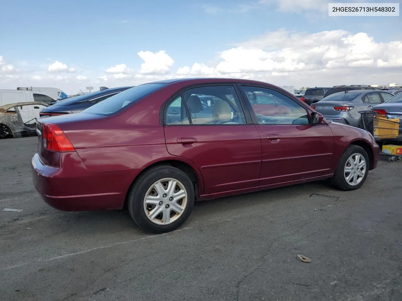 2003 Honda Civic Ex VIN: 2HGES26713H548302 Lot: 71875444