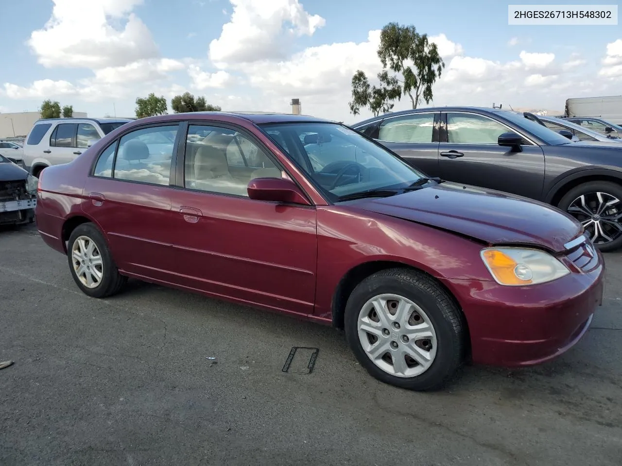 2003 Honda Civic Ex VIN: 2HGES26713H548302 Lot: 71875444