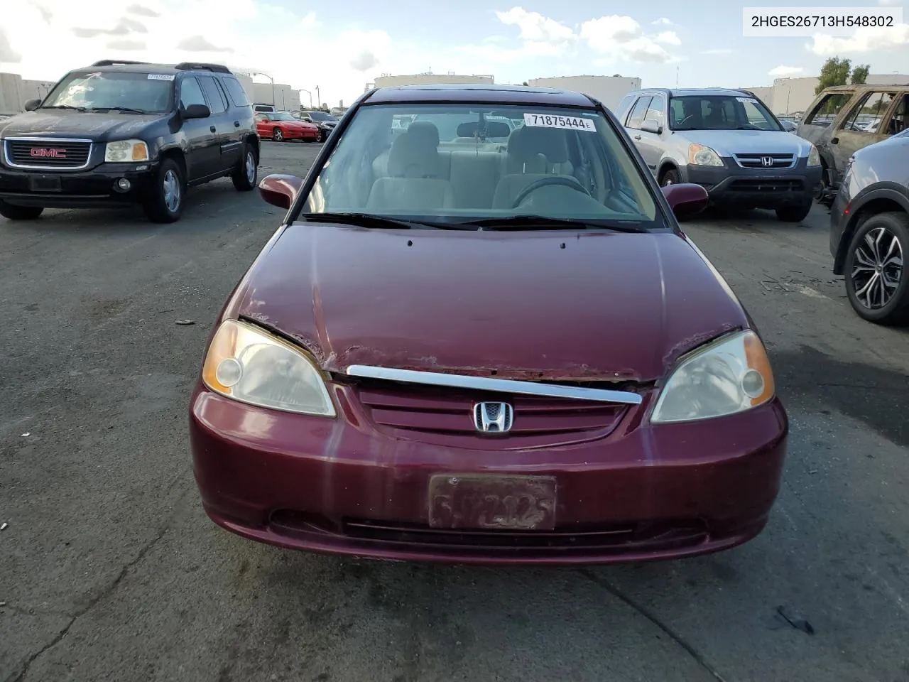 2003 Honda Civic Ex VIN: 2HGES26713H548302 Lot: 71875444