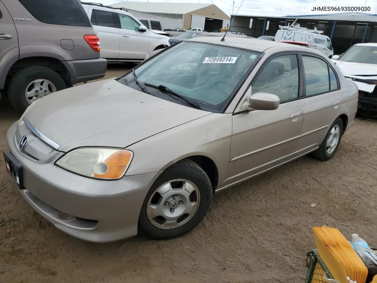 2003 Honda Civic Hybrid VIN: JHMES96693S009030 Lot: 72049314