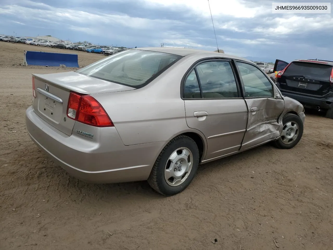 2003 Honda Civic Hybrid VIN: JHMES96693S009030 Lot: 72049314