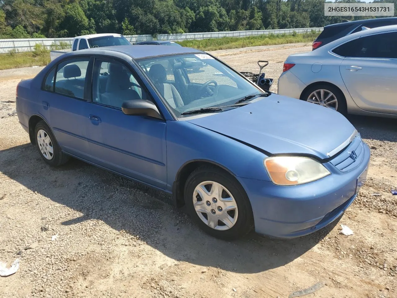 2003 Honda Civic Lx VIN: 2HGES16543H531731 Lot: 72462534