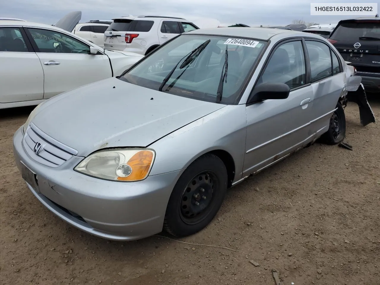 2003 Honda Civic Lx VIN: 1HGES16513L032422 Lot: 72640094