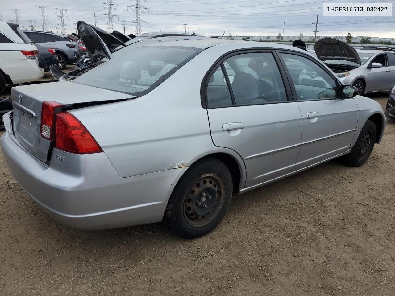 2003 Honda Civic Lx VIN: 1HGES16513L032422 Lot: 72640094