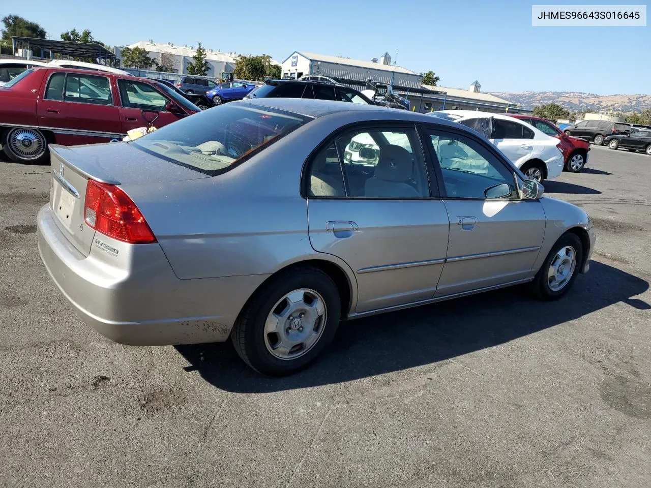 2003 Honda Civic Hybrid VIN: JHMES96643S016645 Lot: 73162994