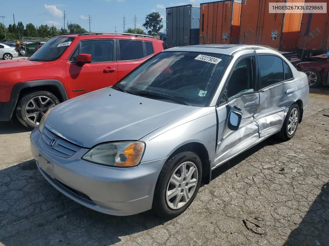 2003 Honda Civic Ex VIN: 1HGES267X3L029865 Lot: 73227924