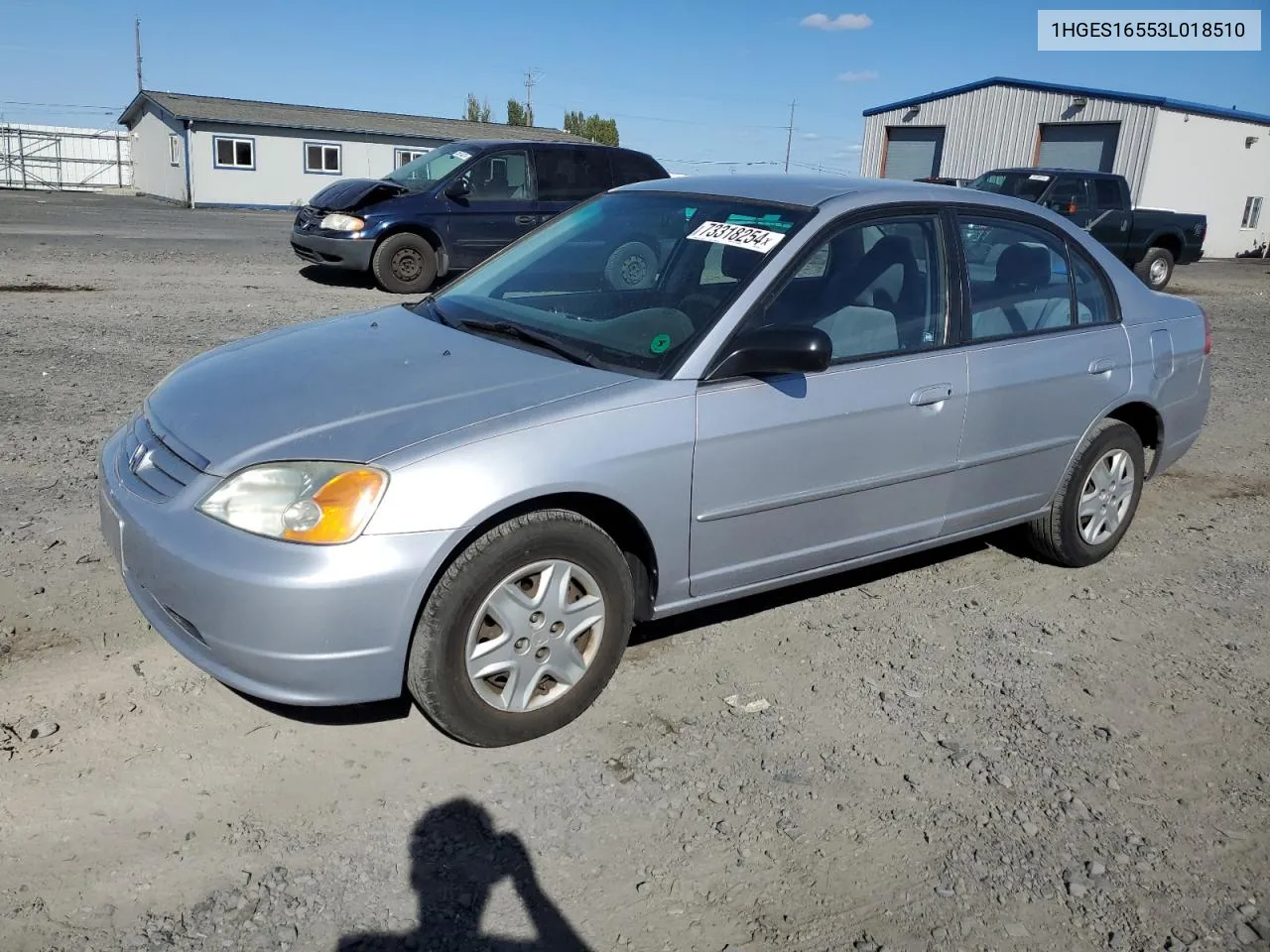 2003 Honda Civic Lx VIN: 1HGES16553L018510 Lot: 73318254