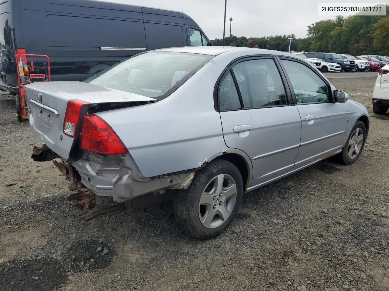 2003 Honda Civic Ex VIN: 2HGES25703H561771 Lot: 73465764