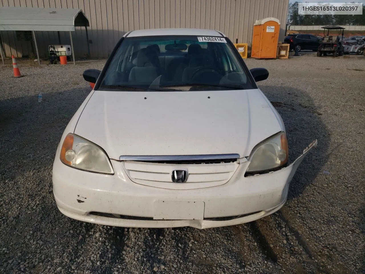 2003 Honda Civic Lx VIN: 1HGES16513L020397 Lot: 74362414