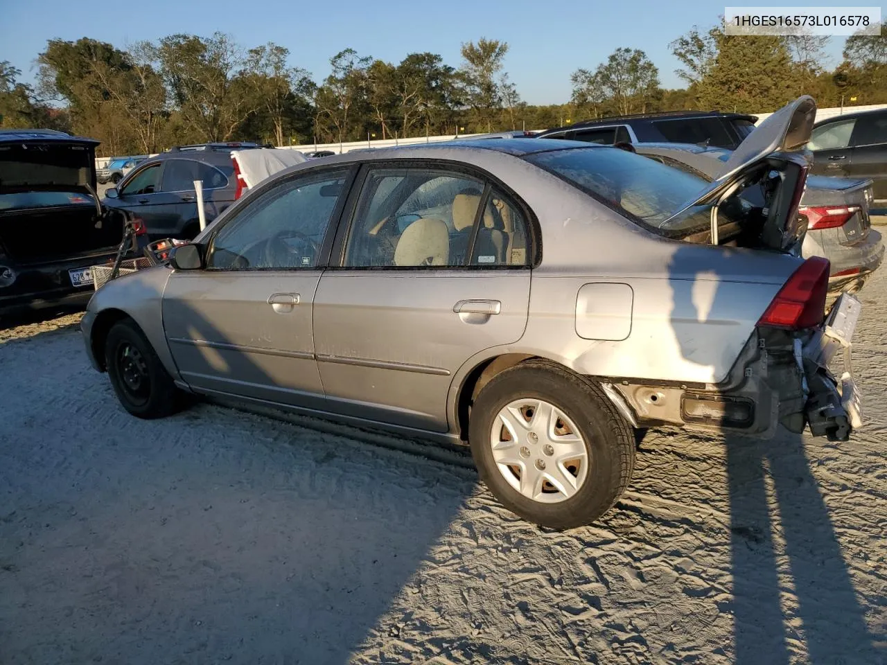 2003 Honda Civic Lx VIN: 1HGES16573L016578 Lot: 74513064