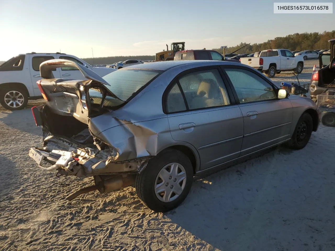 2003 Honda Civic Lx VIN: 1HGES16573L016578 Lot: 74513064