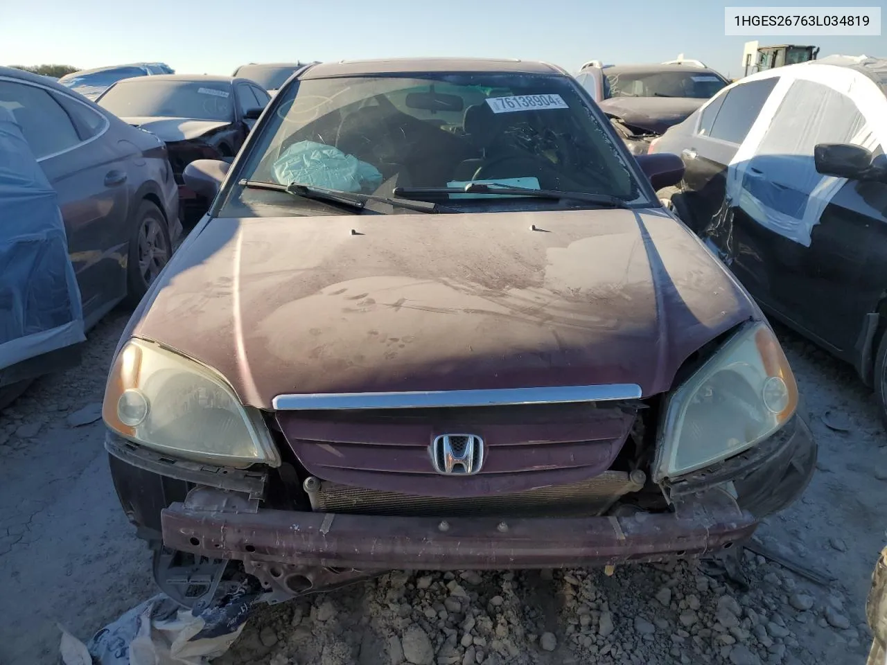 2003 Honda Civic Ex VIN: 1HGES26763L034819 Lot: 76138904