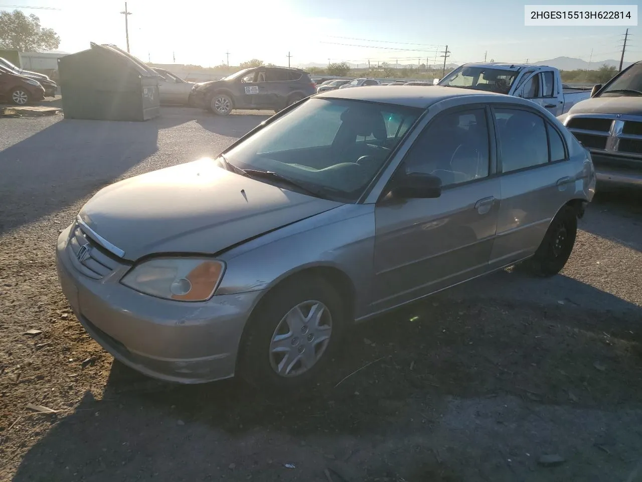 2003 Honda Civic Lx VIN: 2HGES15513H622814 Lot: 76341444