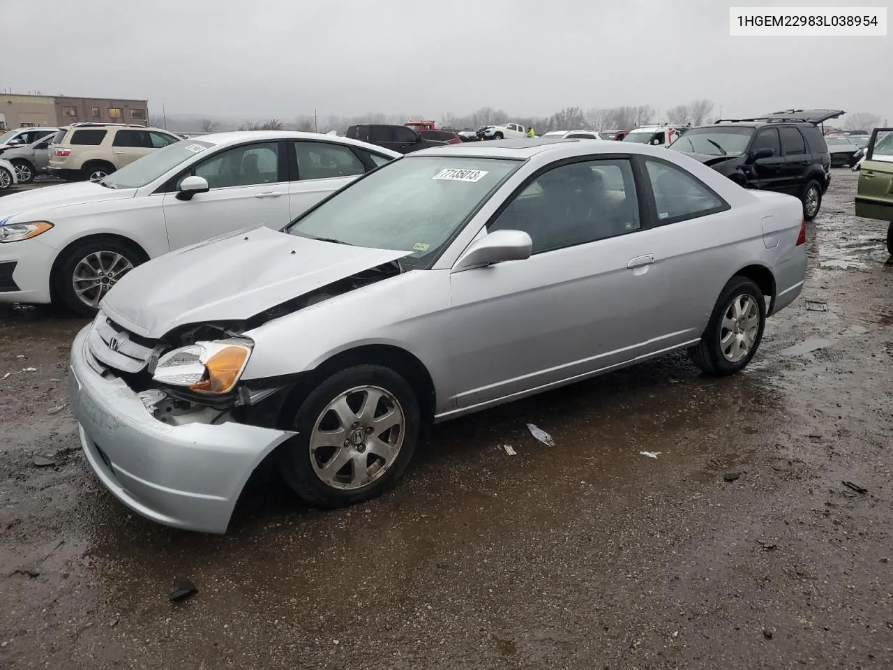 2003 Honda Civic Ex VIN: 1HGEM22983L038954 Lot: 77135013