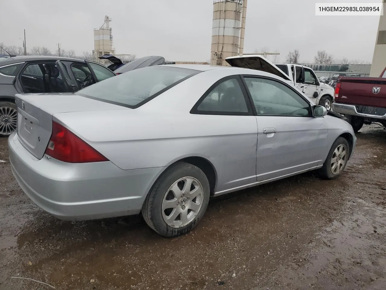 2003 Honda Civic Ex VIN: 1HGEM22983L038954 Lot: 77135013