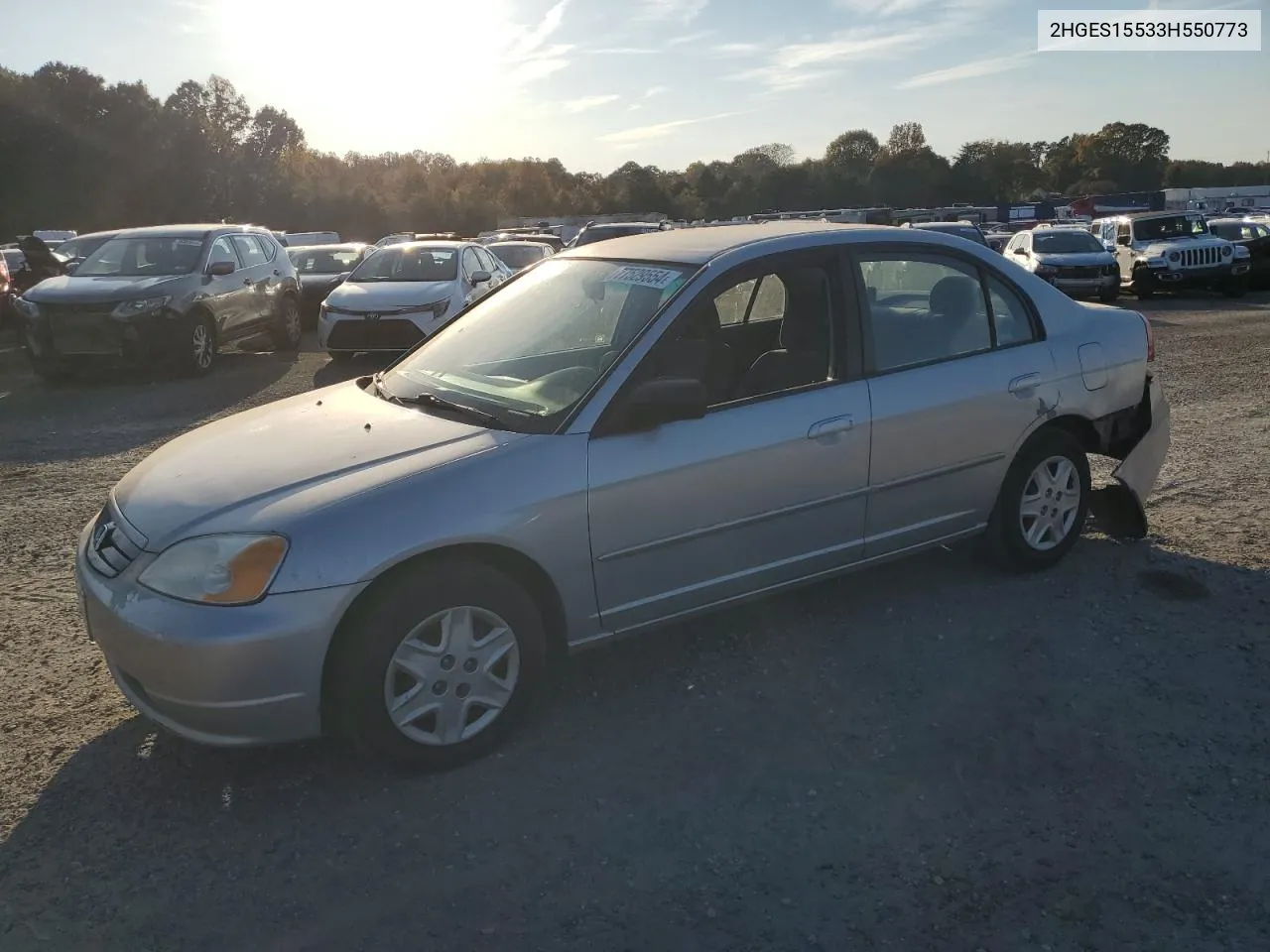 2003 Honda Civic Lx VIN: 2HGES15533H550773 Lot: 77529554