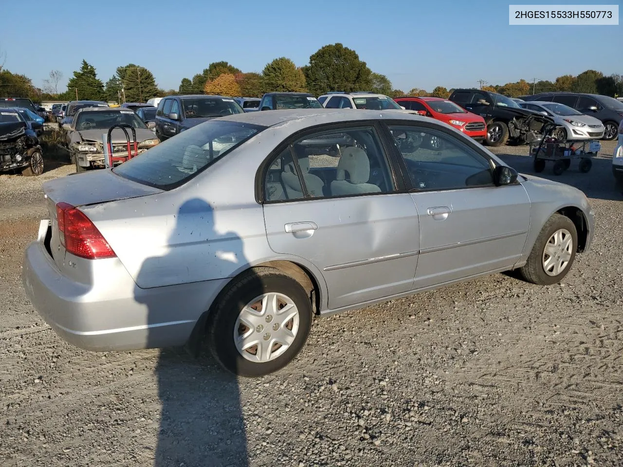 2003 Honda Civic Lx VIN: 2HGES15533H550773 Lot: 77529554