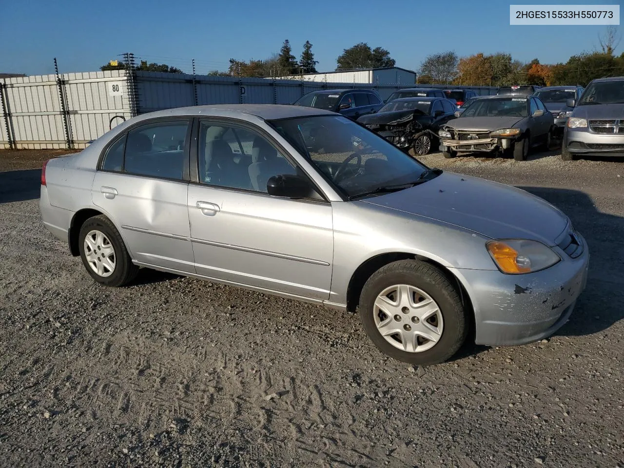 2003 Honda Civic Lx VIN: 2HGES15533H550773 Lot: 77529554