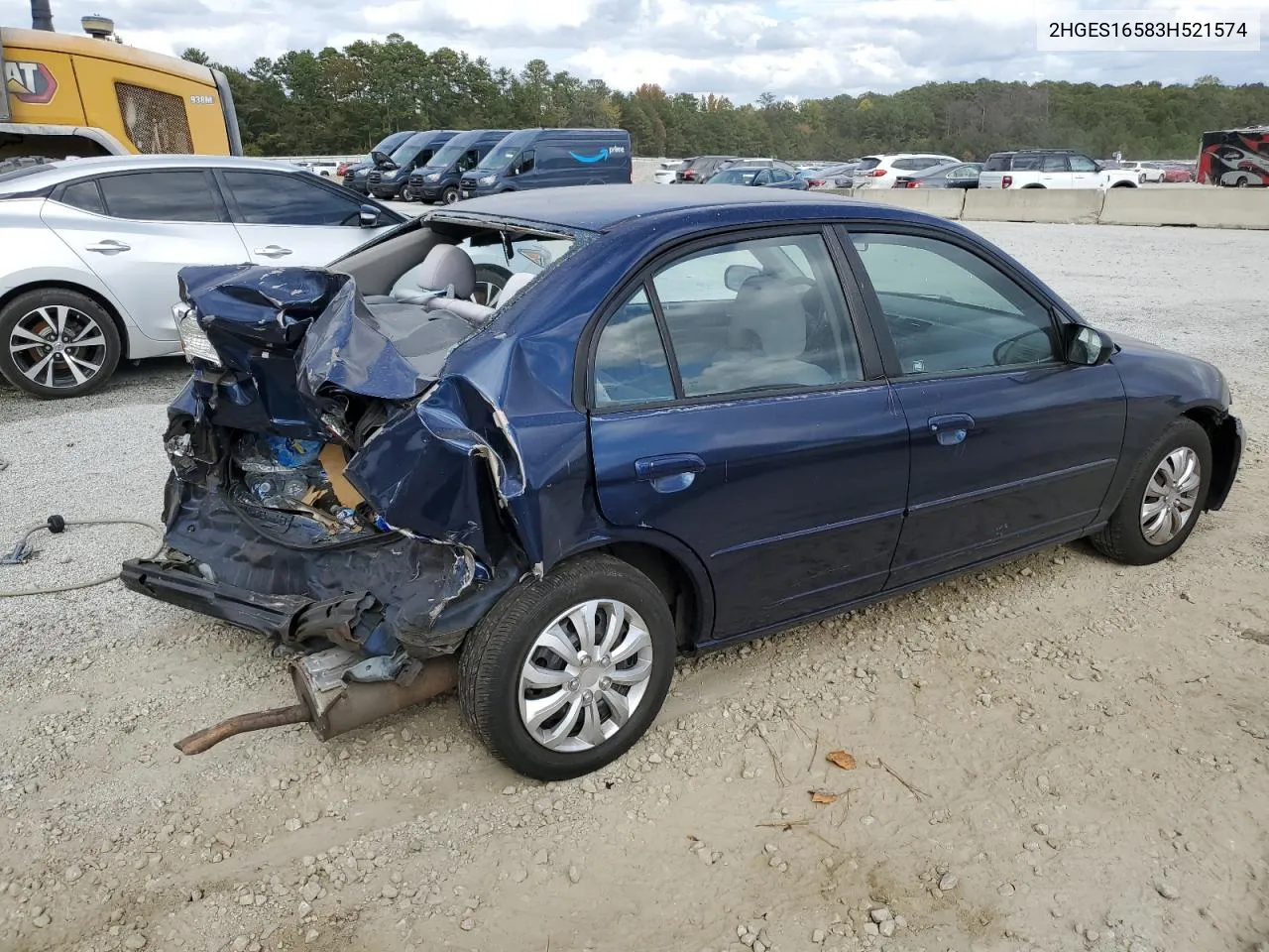 2003 Honda Civic Lx VIN: 2HGES16583H521574 Lot: 77889034