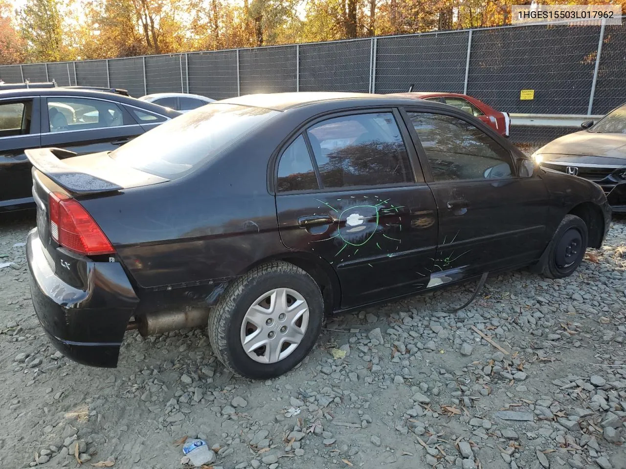 2003 Honda Civic Lx VIN: 1HGES15503L017962 Lot: 79049714