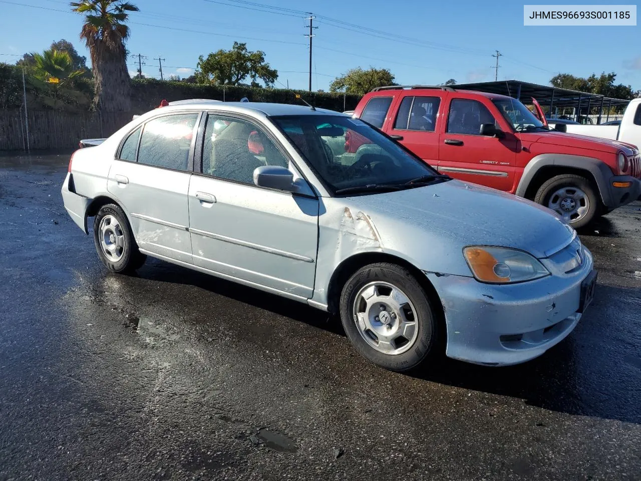 2003 Honda Civic Hybrid VIN: JHMES96693S001185 Lot: 80033894