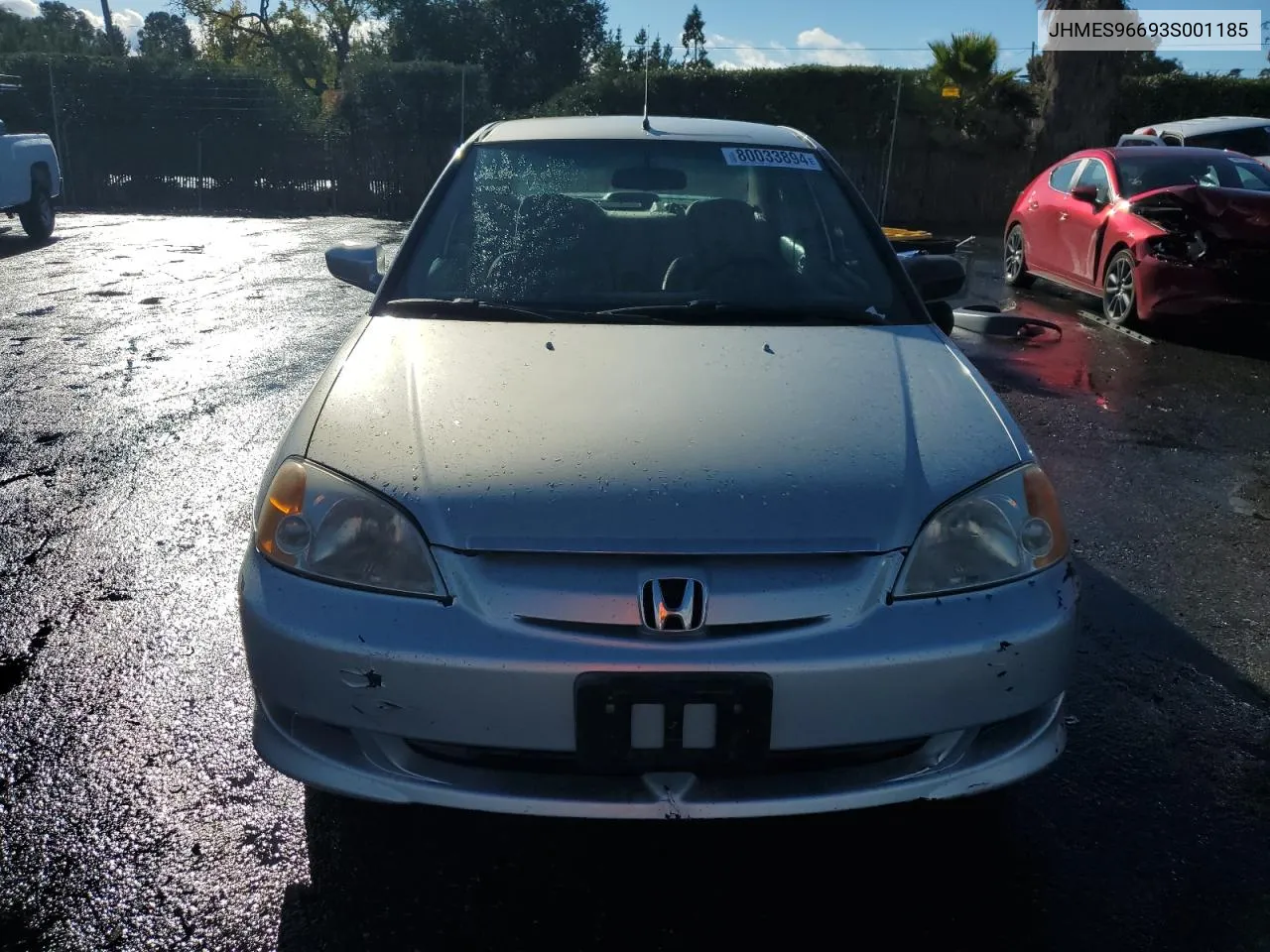 2003 Honda Civic Hybrid VIN: JHMES96693S001185 Lot: 80033894