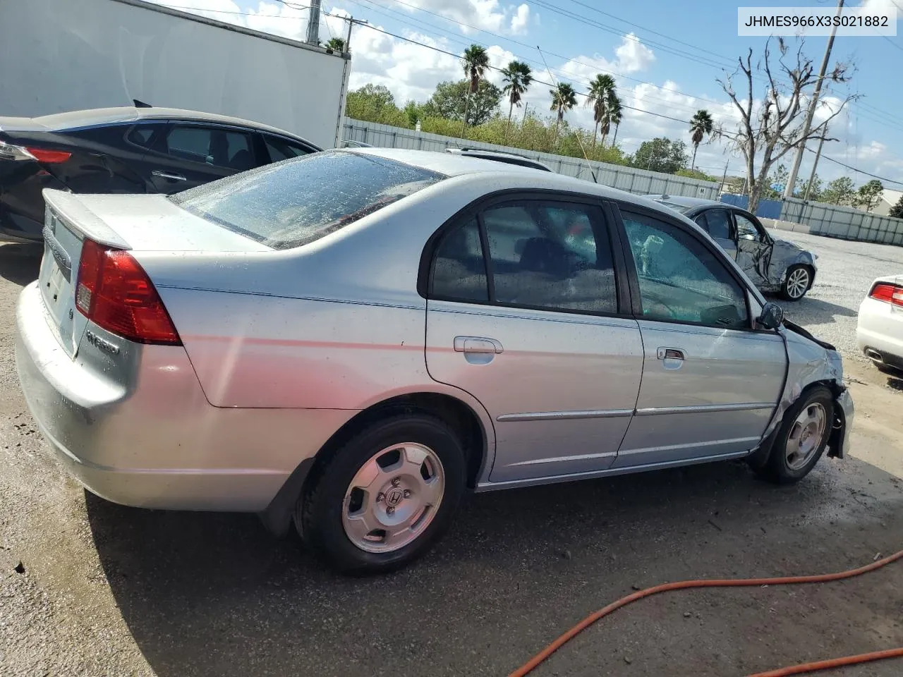 2003 Honda Civic Hybrid VIN: JHMES966X3S021882 Lot: 80666354