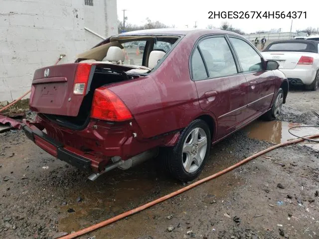 2HGES267X4H564371 2004 Honda Civic Ex