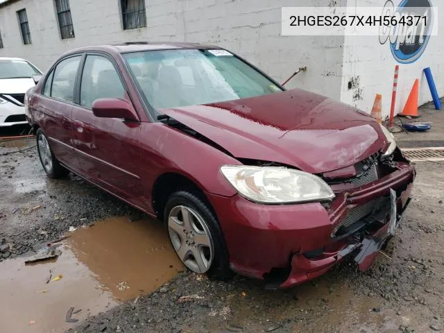 2004 Honda Civic Ex VIN: 2HGES267X4H564371 Lot: 52798544