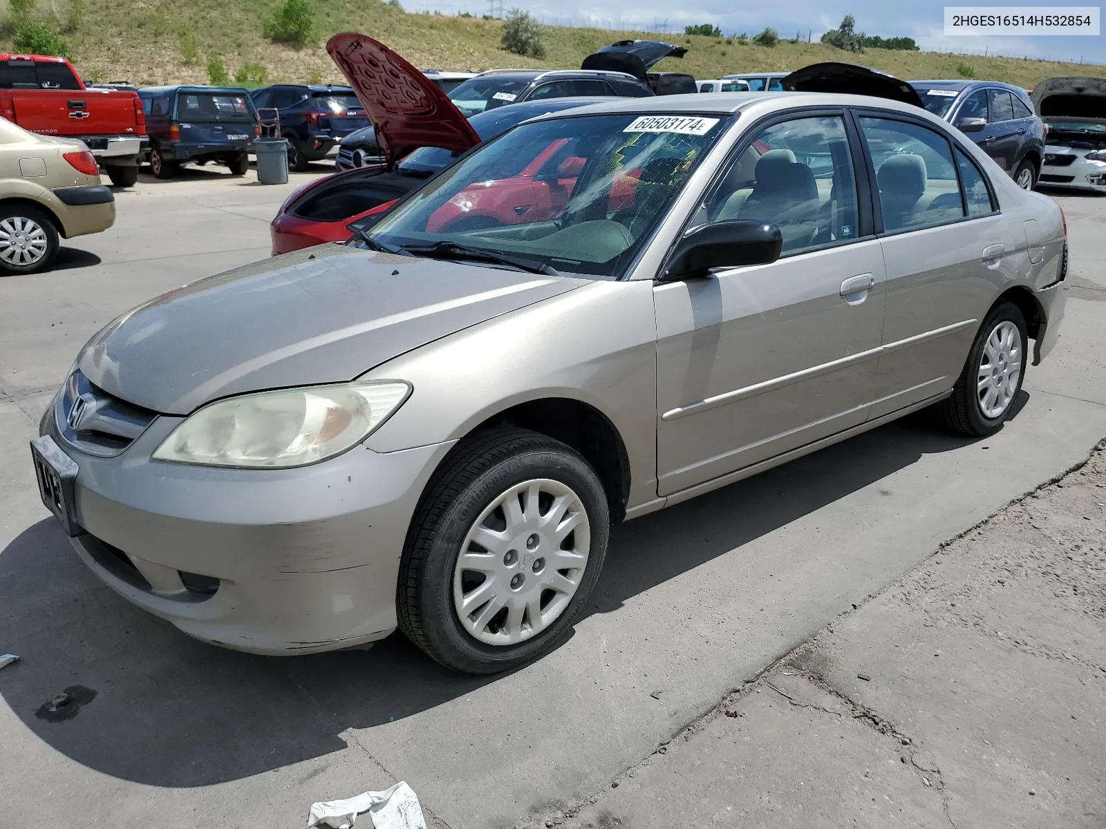 2004 Honda Civic Lx VIN: 2HGES16514H532854 Lot: 60503174