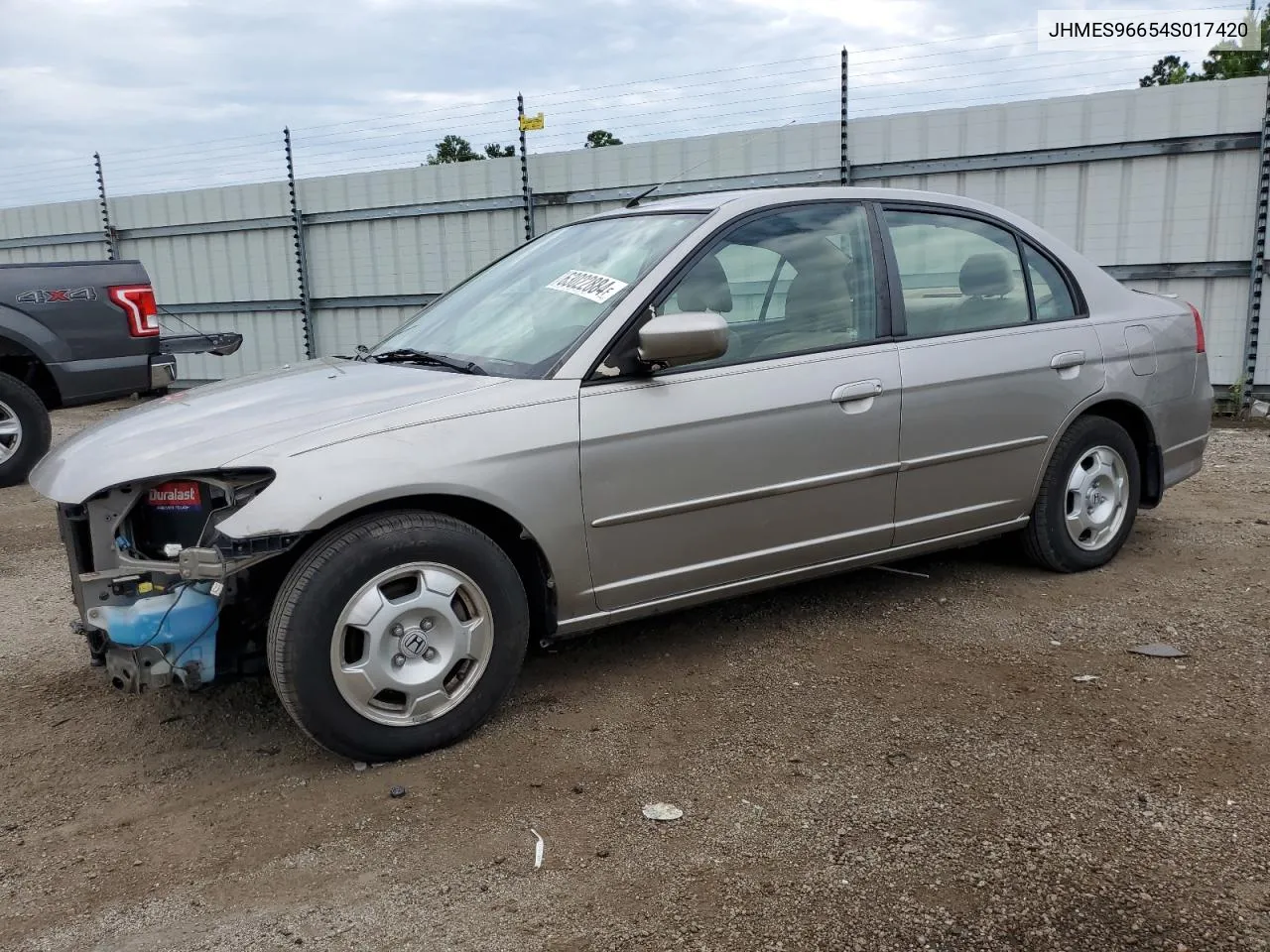 2004 Honda Civic Hybrid VIN: JHMES96654S017420 Lot: 63022884