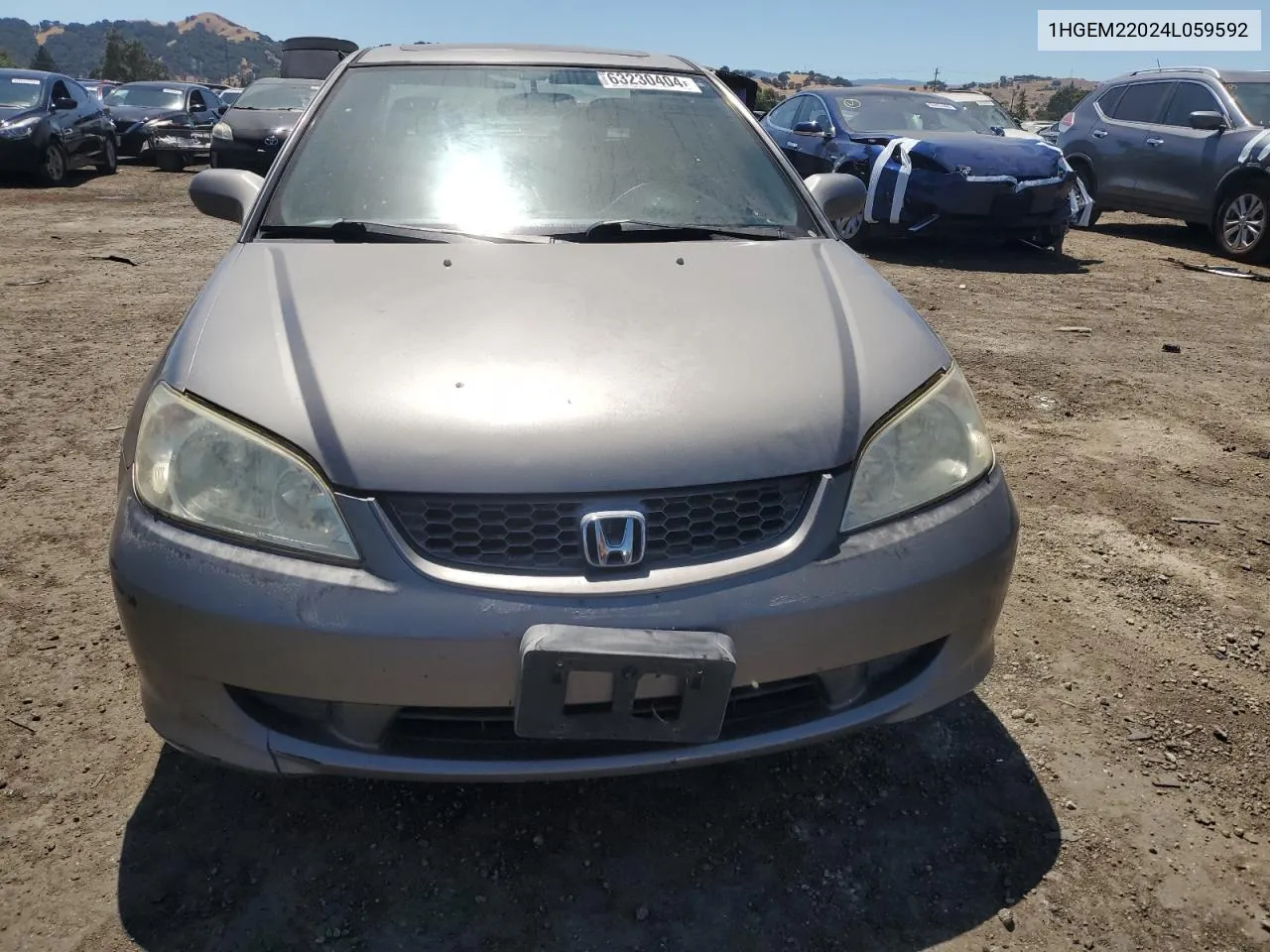 2004 Honda Civic Ex VIN: 1HGEM22024L059592 Lot: 63230404