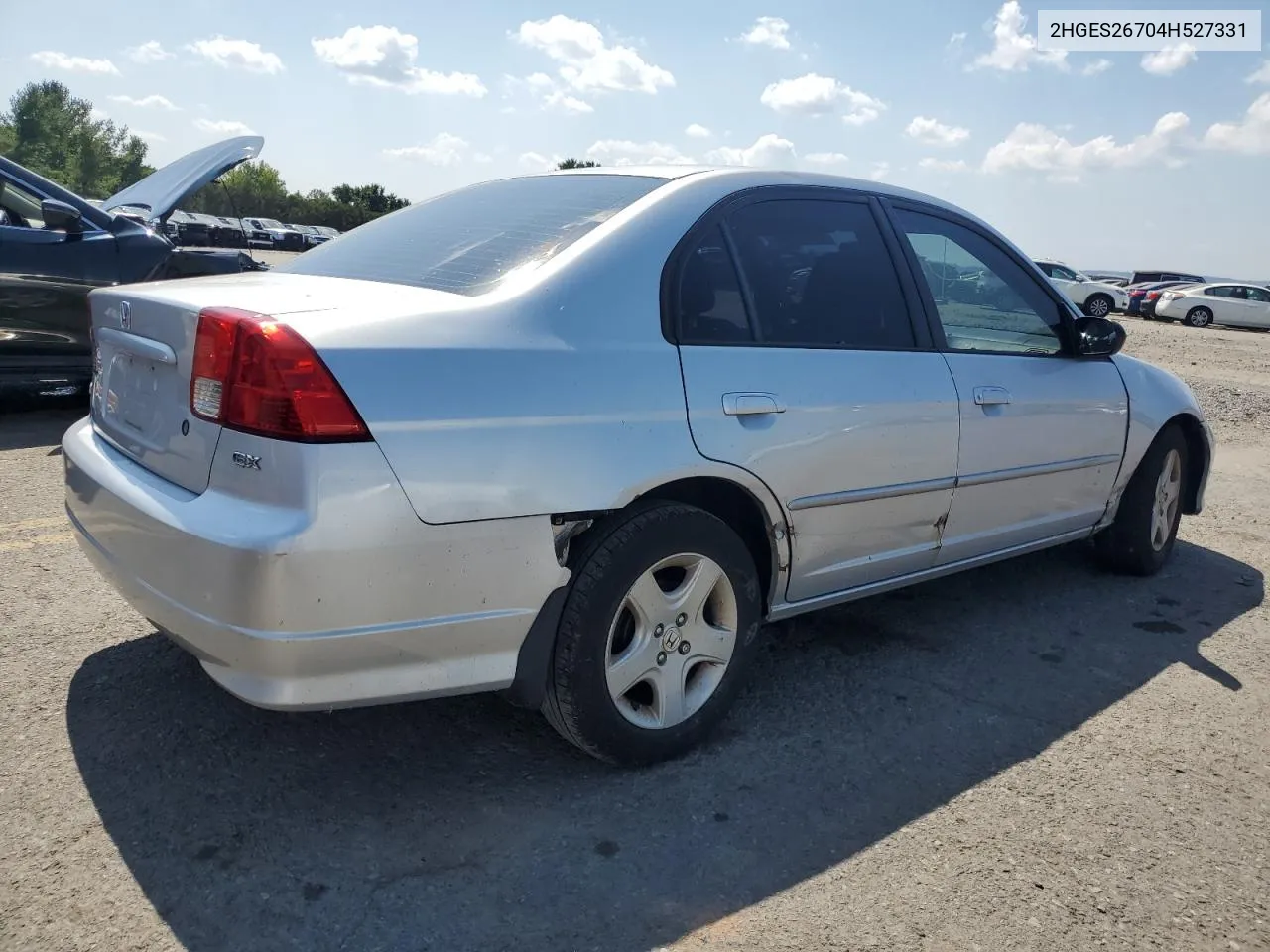 2004 Honda Civic Ex VIN: 2HGES26704H527331 Lot: 69052794