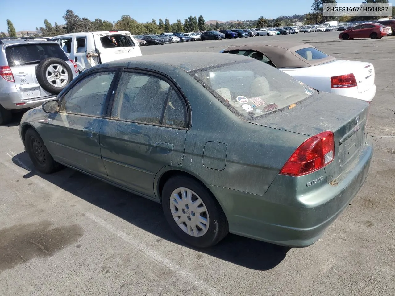 2004 Honda Civic Lx VIN: 2HGES16674H504887 Lot: 71620014