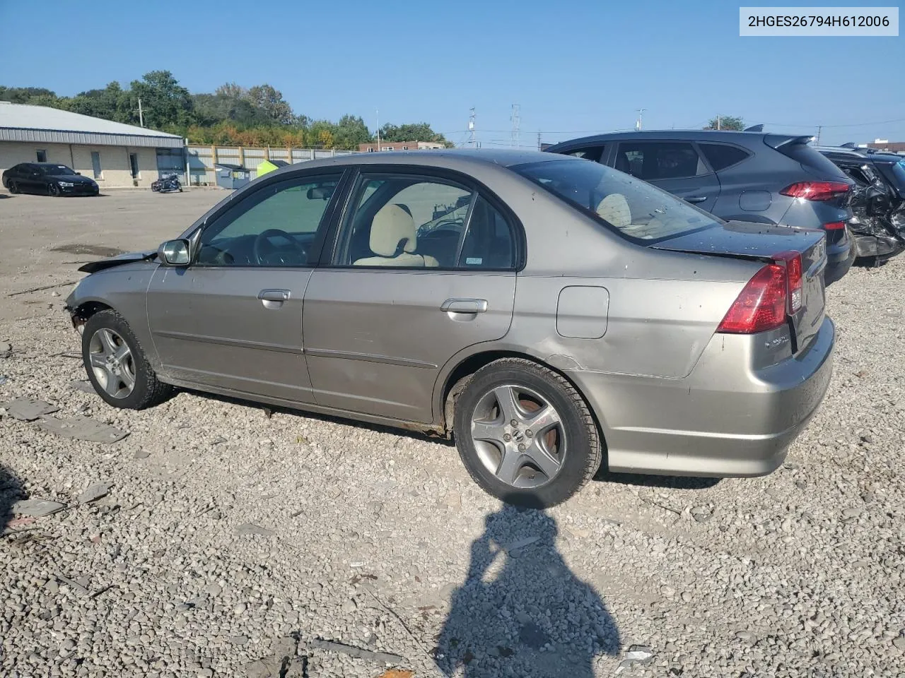 2004 Honda Civic Ex VIN: 2HGES26794H612006 Lot: 71837994