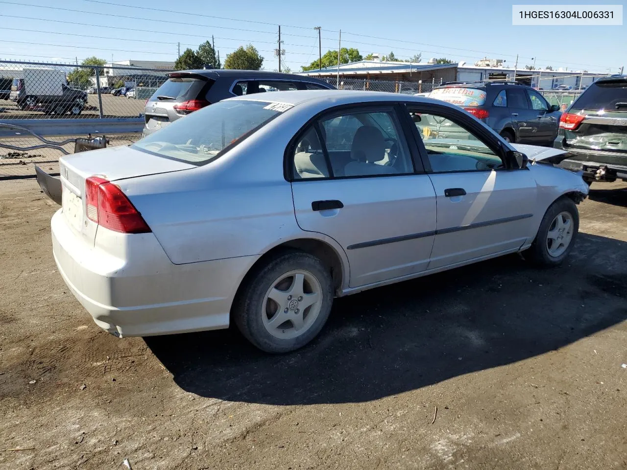 2004 Honda Civic Dx Vp VIN: 1HGES16304L006331 Lot: 72646134