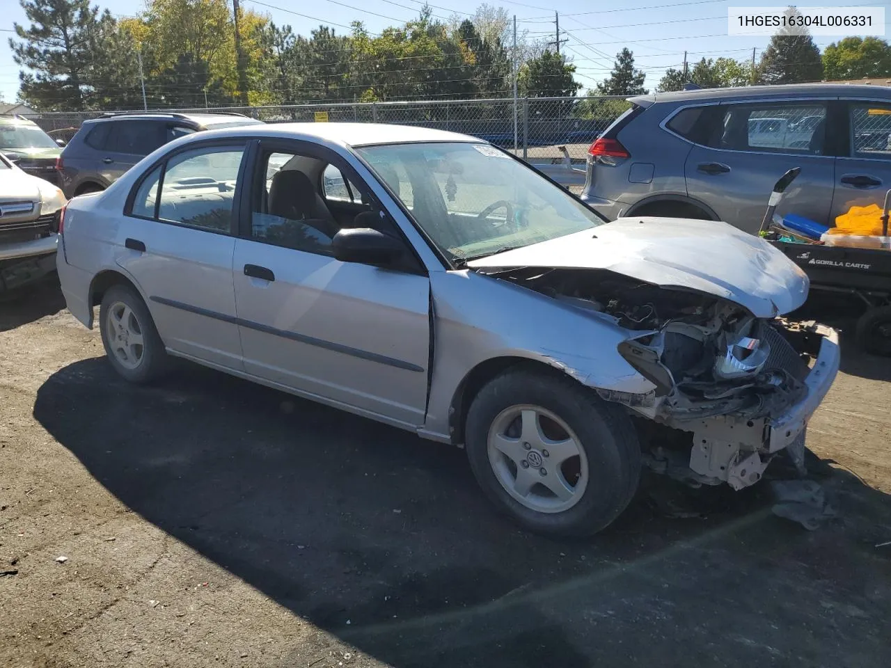 2004 Honda Civic Dx Vp VIN: 1HGES16304L006331 Lot: 72646134