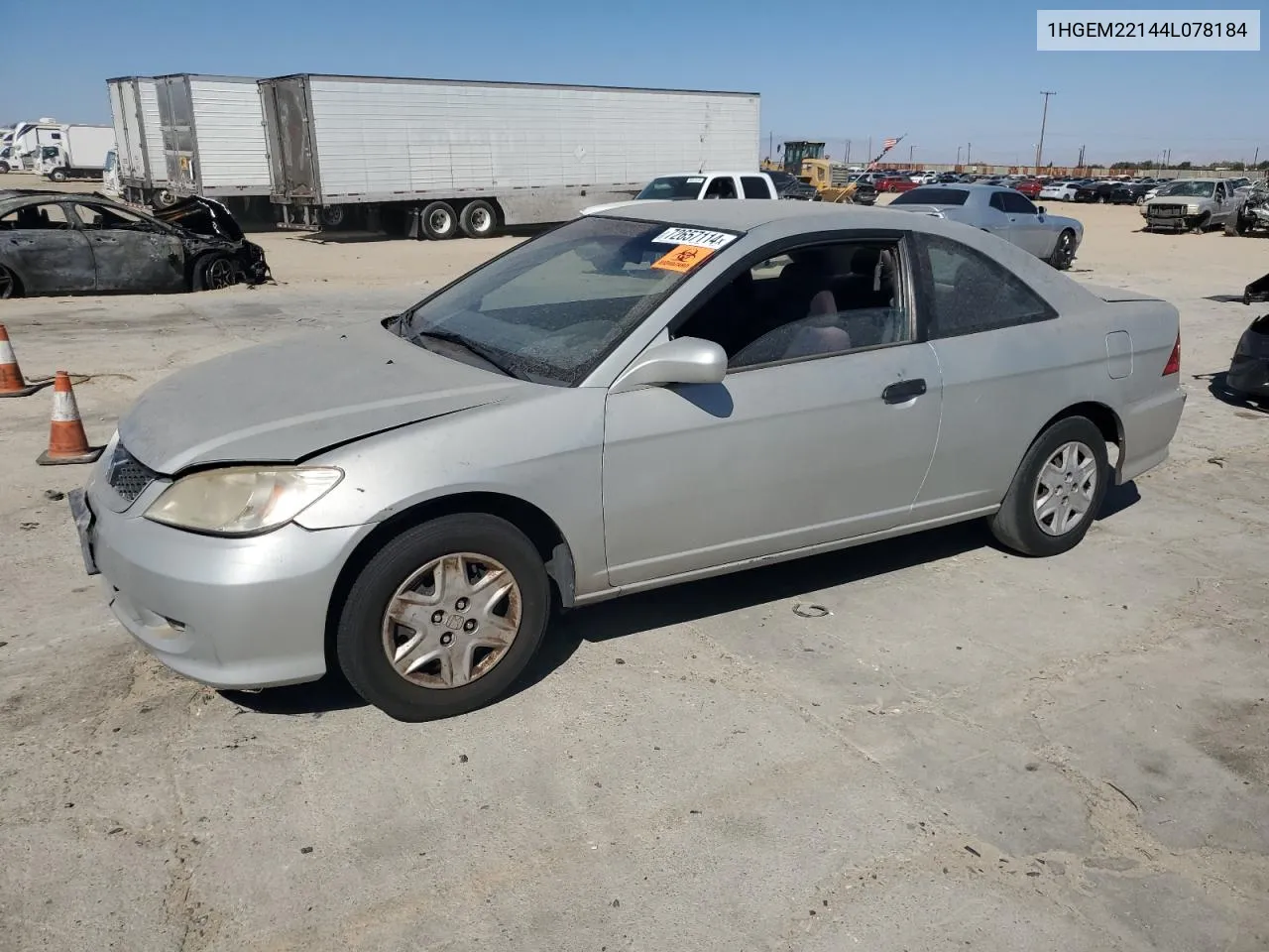 2004 Honda Civic Dx Vp VIN: 1HGEM22144L078184 Lot: 72657114