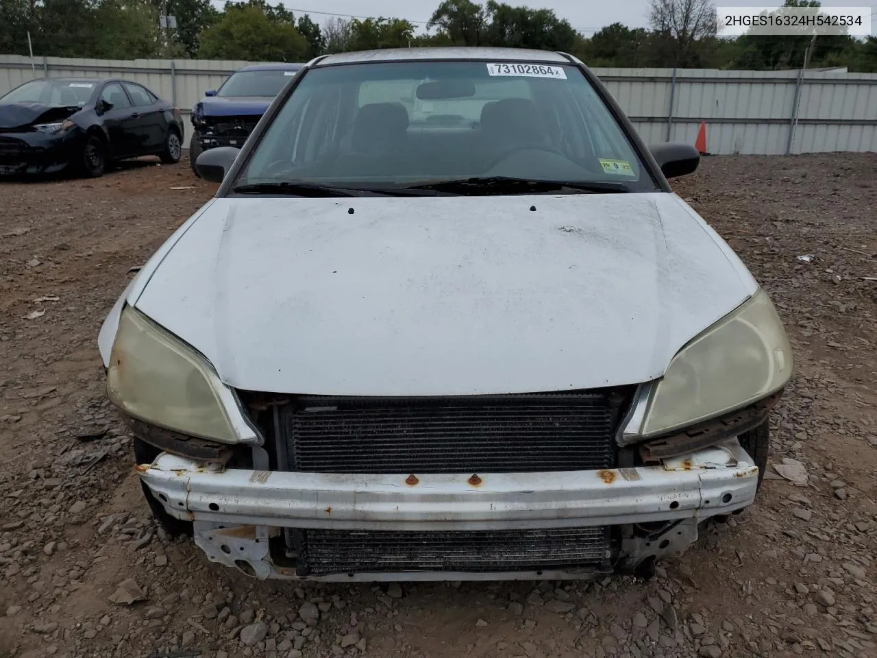 2004 Honda Civic Dx Vp VIN: 2HGES16324H542534 Lot: 73102864