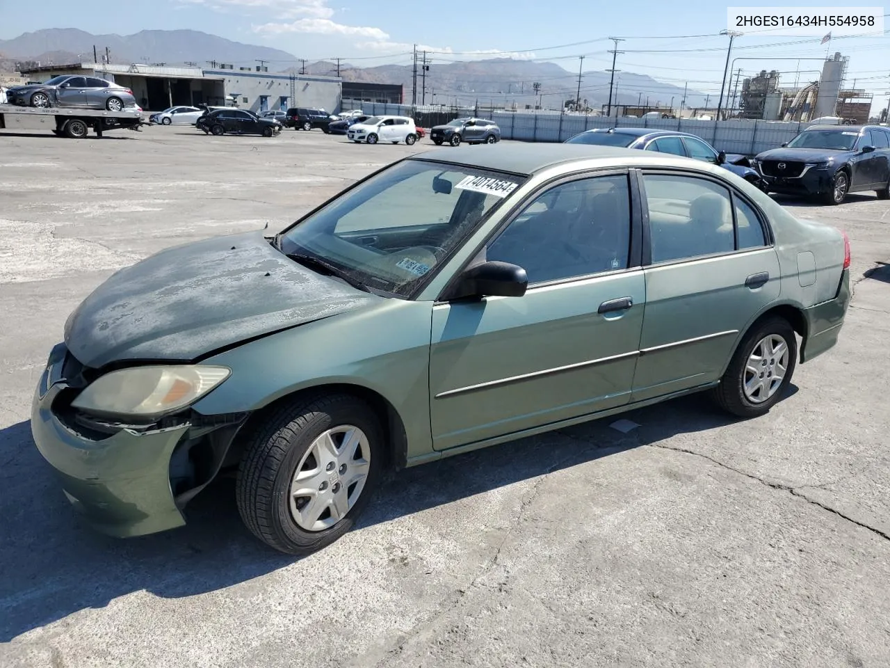 2004 Honda Civic Dx VIN: 2HGES16434H554958 Lot: 74014564