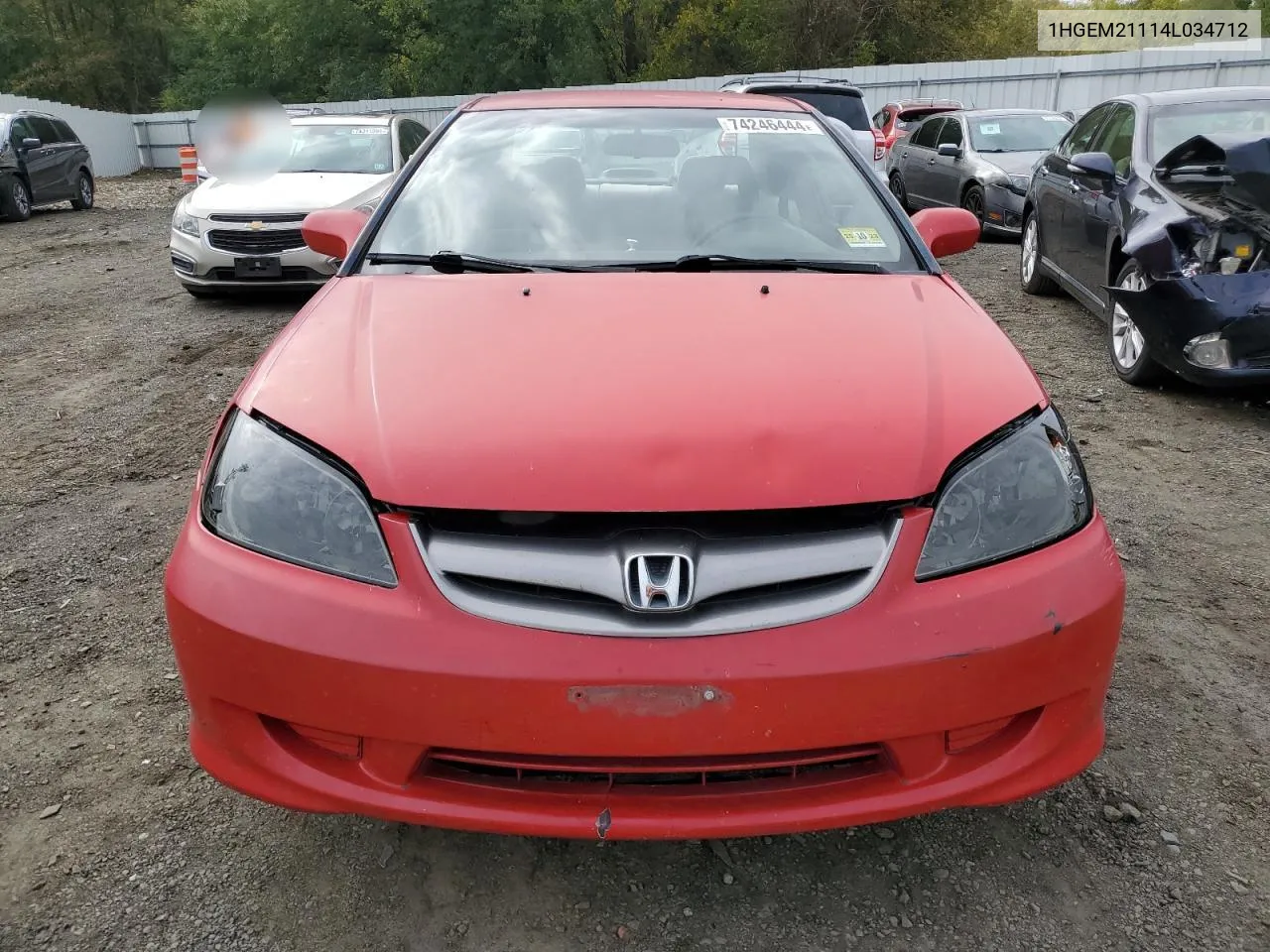 2004 Honda Civic Dx Vp VIN: 1HGEM21114L034712 Lot: 74246444