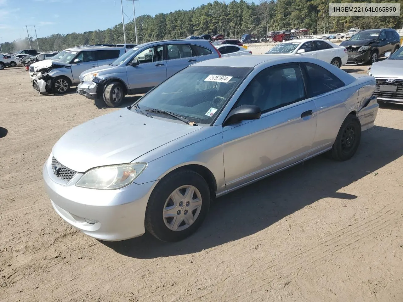 2004 Honda Civic Dx Vp VIN: 1HGEM22164L065890 Lot: 75753694