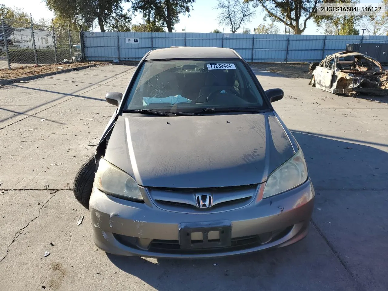 2004 Honda Civic Lx VIN: 2HGES16584H546122 Lot: 77230434