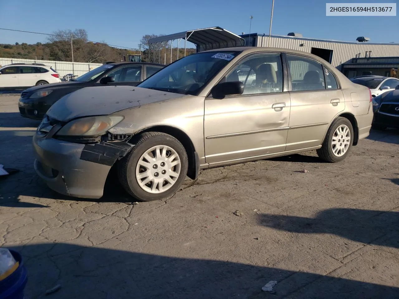 2004 Honda Civic Lx VIN: 2HGES16594H513677 Lot: 77305754