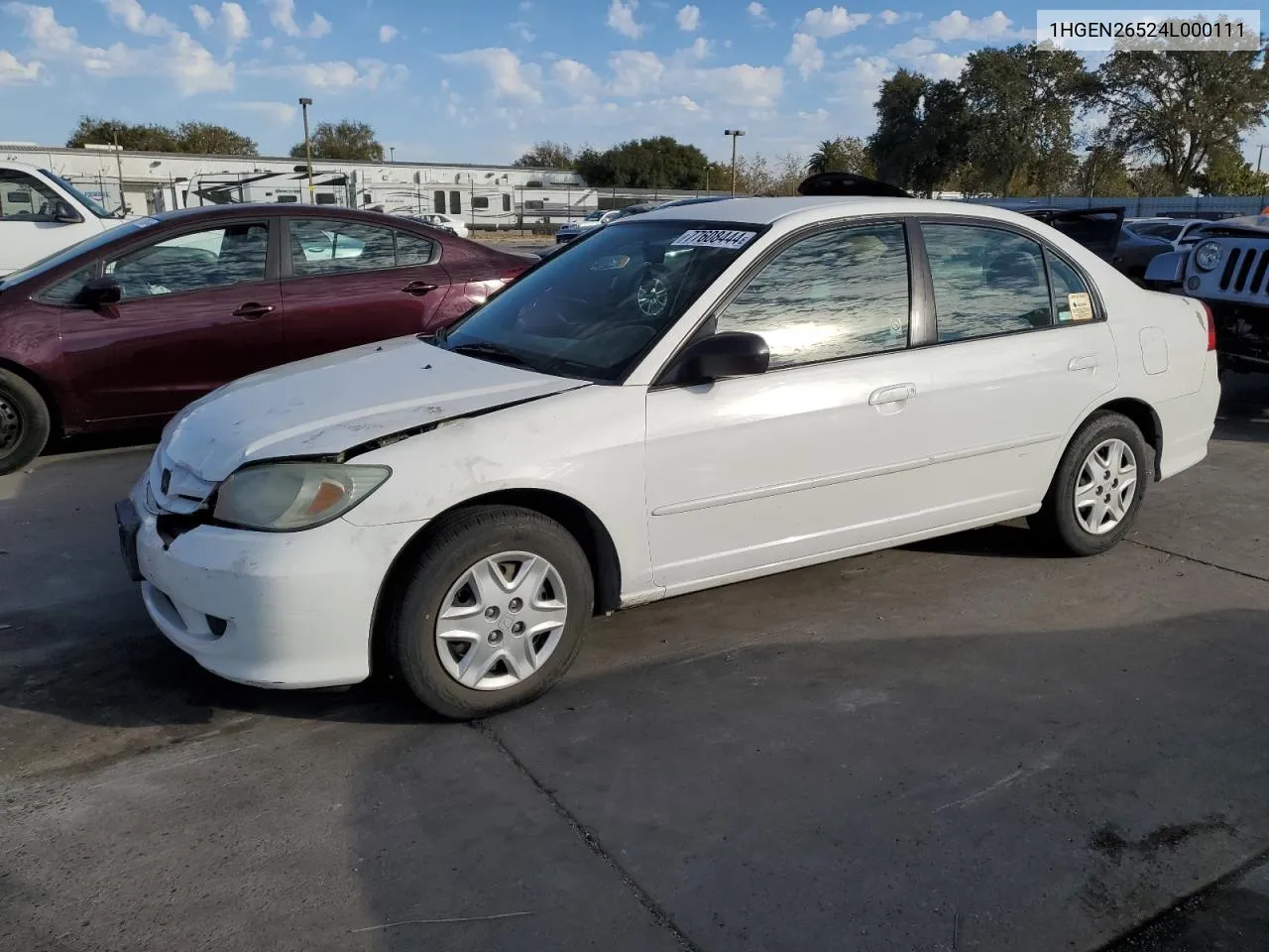 2004 Honda Civic Gx VIN: 1HGEN26524L000111 Lot: 77608444