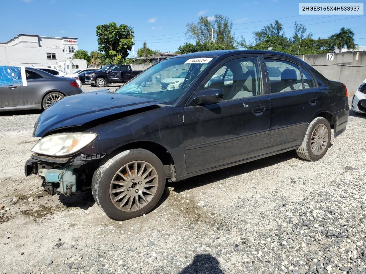 2004 Honda Civic Lx VIN: 2HGES165X4H533937 Lot: 77639054