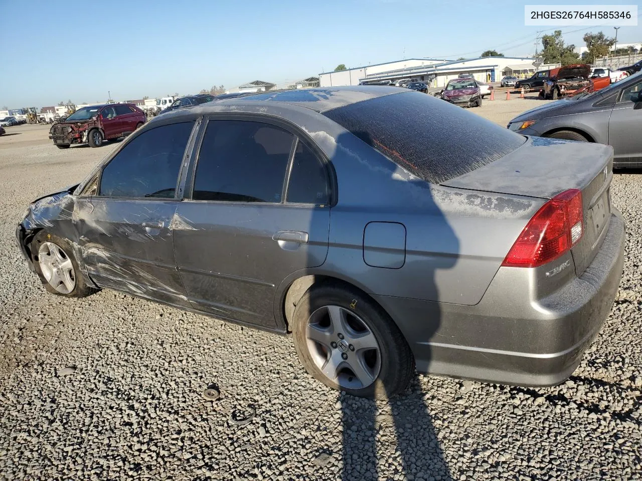 2004 Honda Civic Ex VIN: 2HGES26764H585346 Lot: 78302934