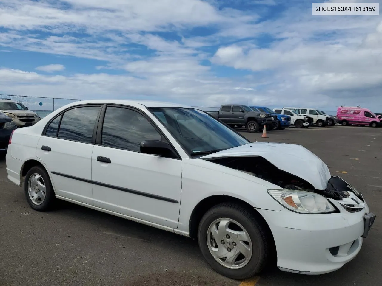 2004 Honda Civic Dx Vp VIN: 2HGES163X4H618159 Lot: 78314414