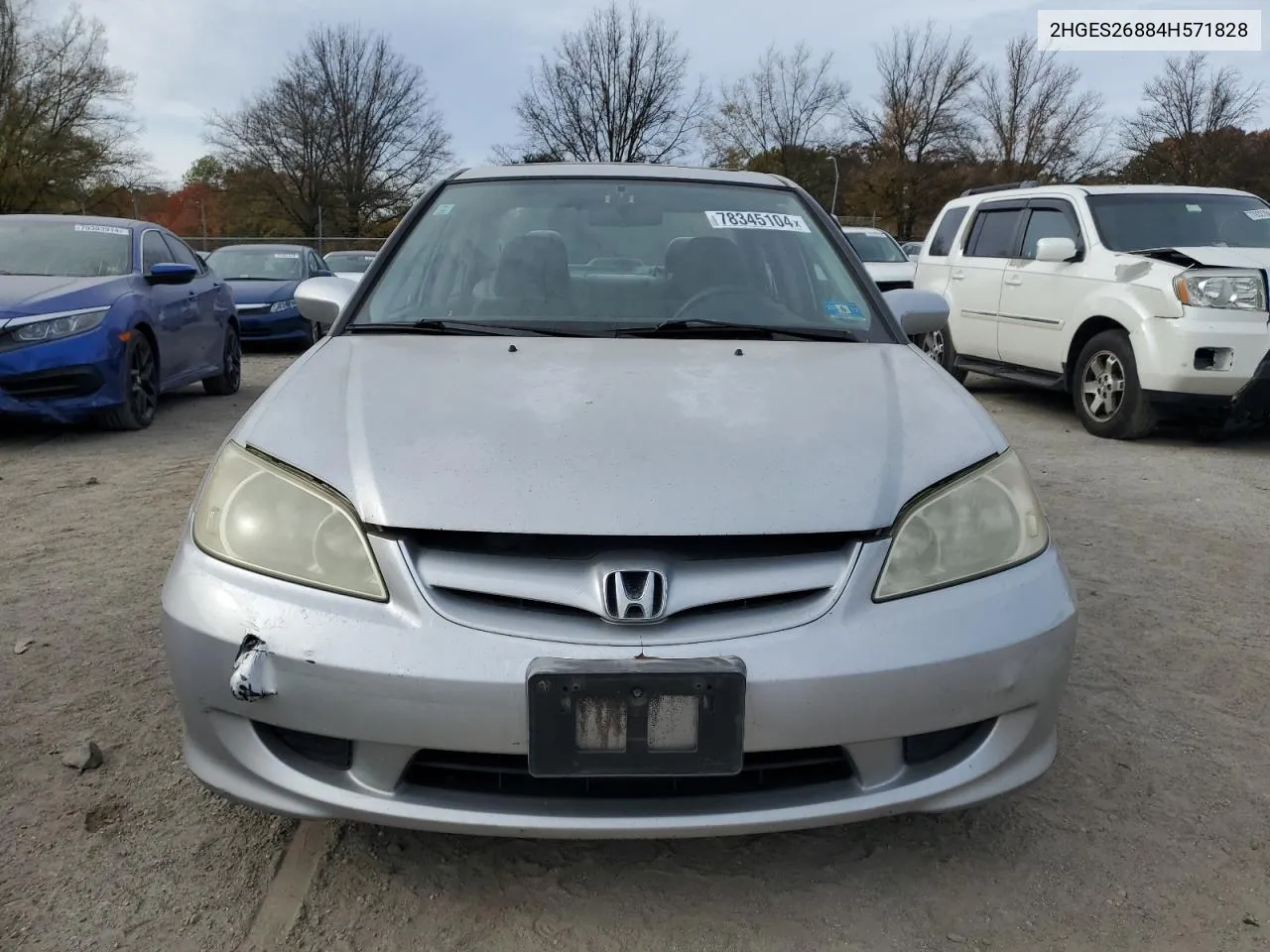 2004 Honda Civic Ex VIN: 2HGES26884H571828 Lot: 78345104